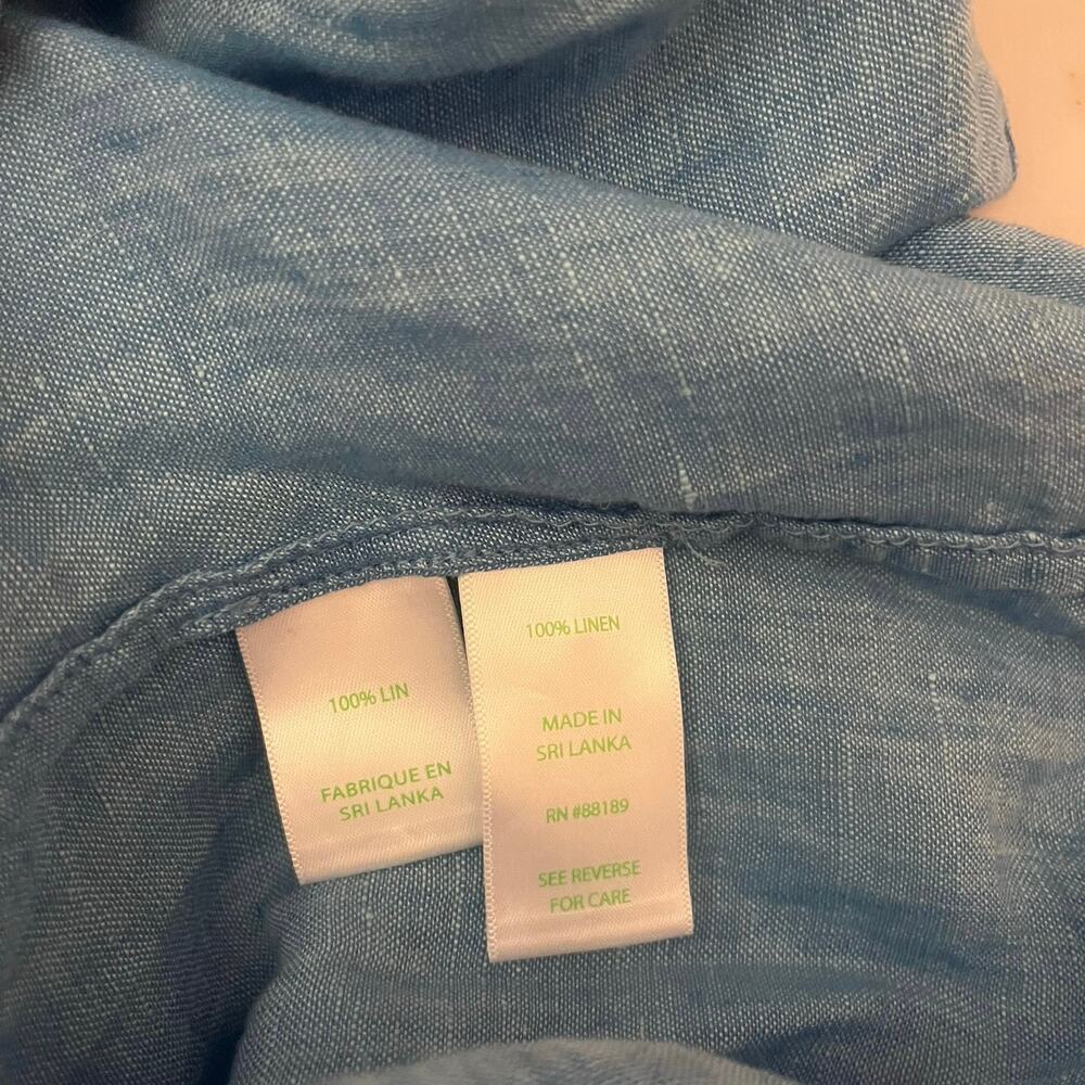 Lilly Pulitzer 100% Linen Blue Button Down Shirt Long Sleeve Medium Collared - Picture 8 of 8